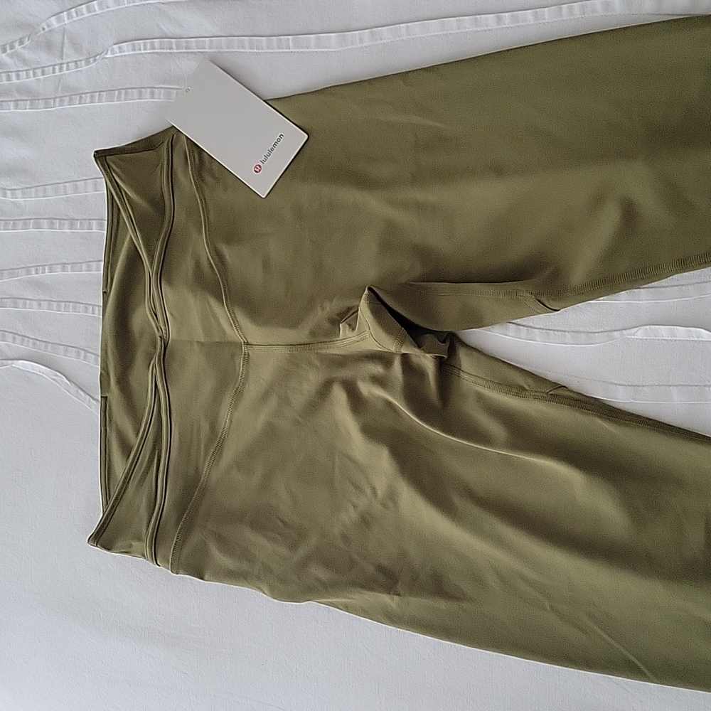 NWT Lululemon Nulu & Crisscross Mesh Stirrup tights Bronze Green 12 - Picture 2 of 11